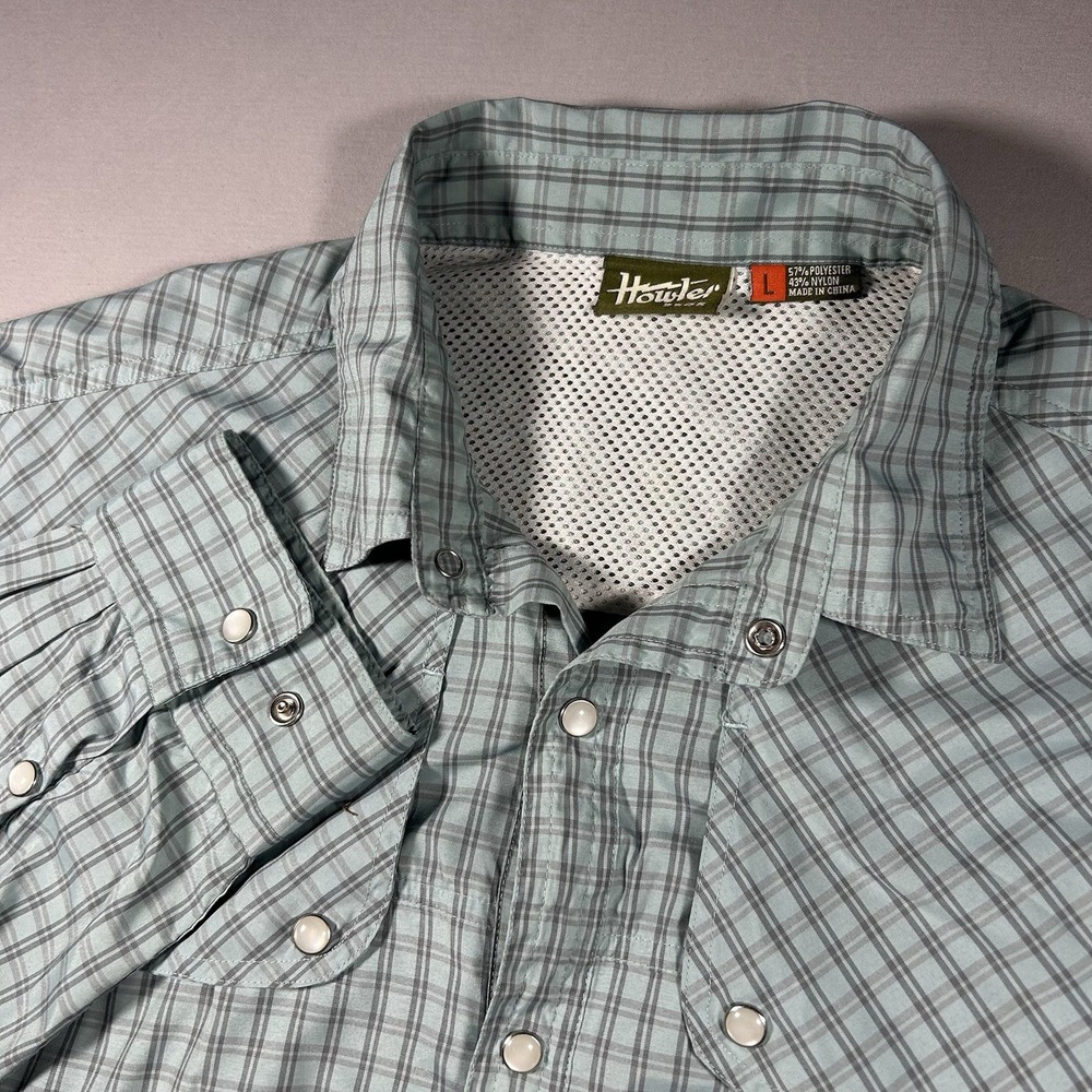 Howler Brothers Pescador Long Sleeve Shirt Men's L Sage Plaid Vented Fishing